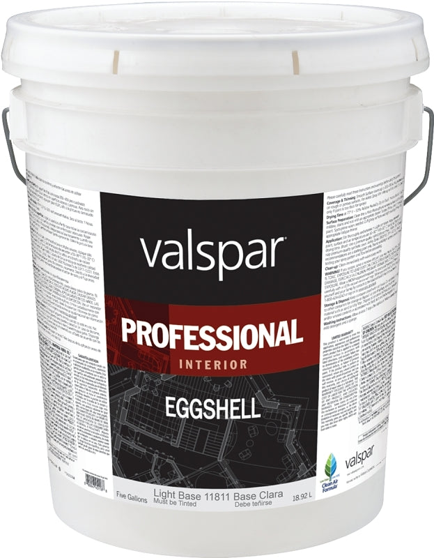 Valspar 11800 Series 11811-5GAL Interior Paint, Latex, Light, Eggshell, 5 gal Pail, 350 to 450 sq-ft Coverage Area