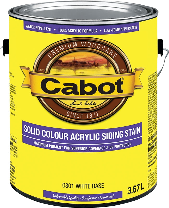 Cabot 0801C Solid Stain, Natural Flat, White, Liquid, 18.9 L, Pack of 4