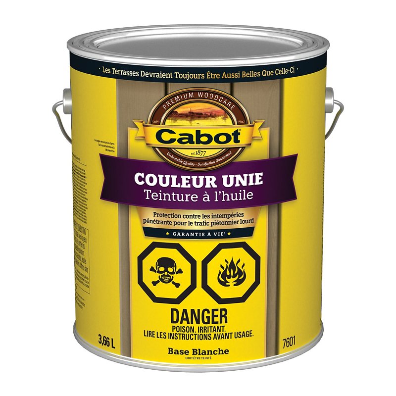 Cabot 7601C Solid Stain, White, Liquid, 124 oz, Pail, Pack of 4