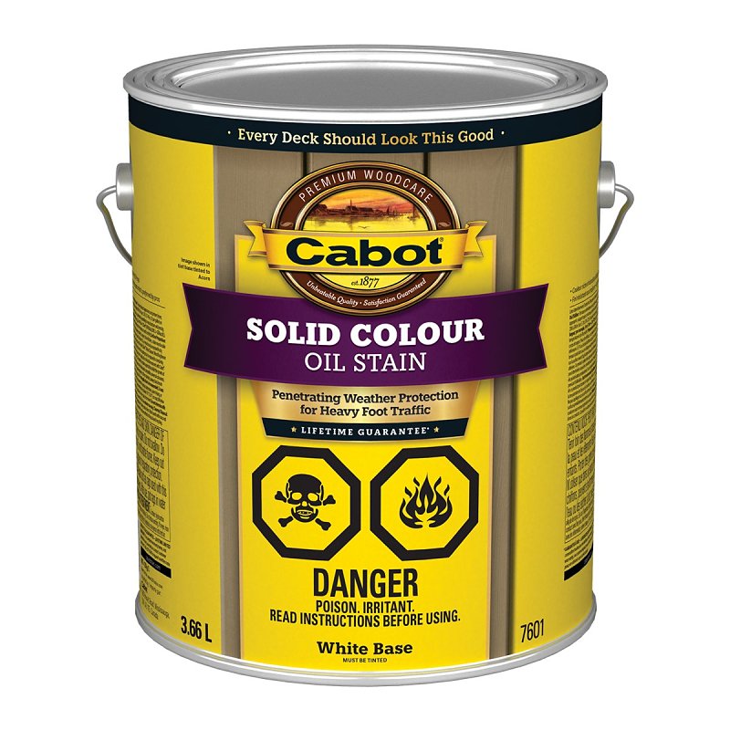 Cabot 7601C Solid Stain, White, Liquid, 124 oz, Pail, Pack of 4