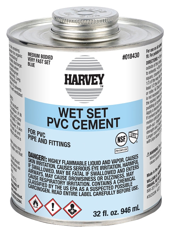Harvey 18430-12 Medium-Bodied Wet Set Cement, 32 oz Can, Liquid, Blue