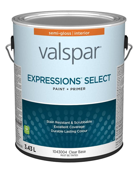 Expressions Select 029.1043004.007 Interior Paint and Primer, Semi-Gloss, Clear, 1 gal, 37 sq-m Coverage Area, Pack of 4