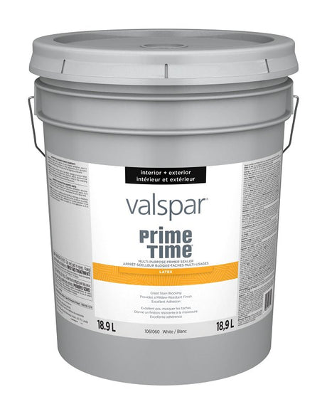 Valspar Prime Time 029.1061060.008 Interior/Exterior Multi-Purpose Primer Sealer, White, 5 gal