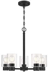 Westinghouse Sylvestre Series 6115300 Chandelier, 1-Tier, 5-Lamp, LED Lamp, Steel Fixture, Black Fixture