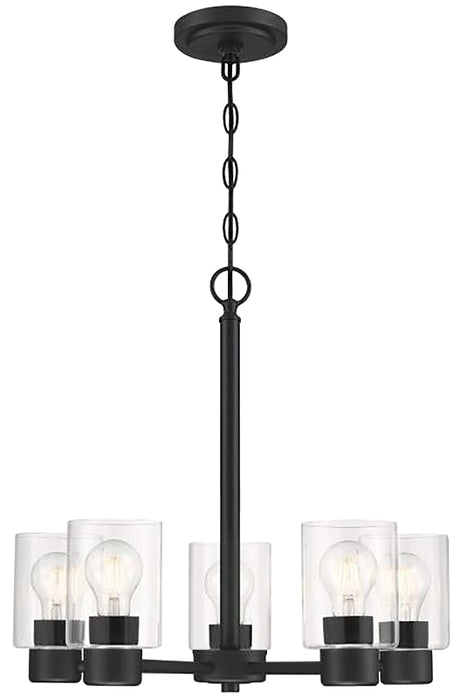 Westinghouse Sylvestre Series 6115300 Chandelier, 1-Tier, 5-Lamp, LED Lamp, Steel Fixture, Black Fixture