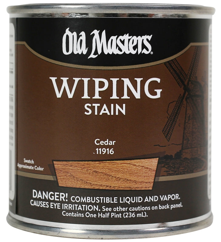Old Masters 11916 Wiping Stain, Cedar, Liquid, 0.5 pt, Can