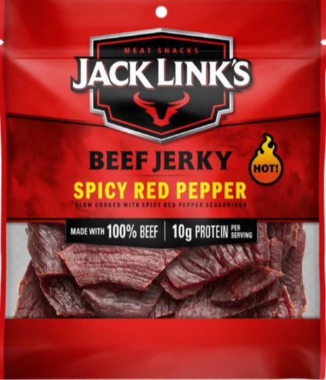 Jack Link's 10000039730 Beef Jerky, Spicy Red Pepper, 2.85 oz Bag, Pack of 12