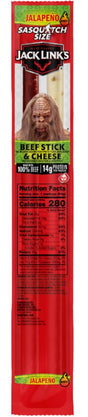 Jack Link's 10000039595 Beef and Cheese Stick Combo, Jalapeno, 2.45 oz, Pack of 12