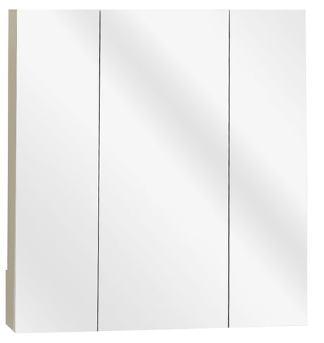 Zenith M24 Medicine Cabinet, 24 in OAW, 4-1/2 in OAD, 26-1/4 in OAH, Wood, White, 3-Shelf