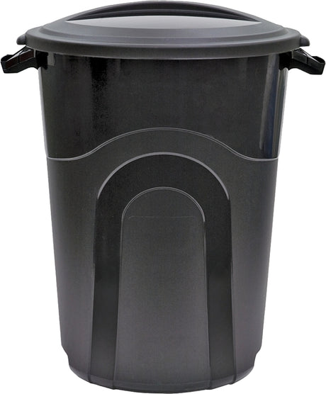 United Solutions TI0019 Trash Can, 32 gal, Black, Plastic, Snap-On Lid, Pack of 6