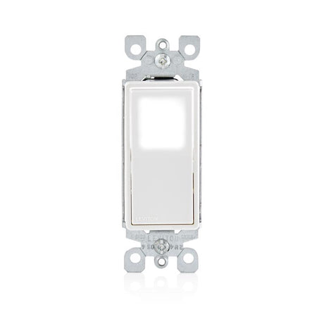 Leviton Decora 15 amps Single Pole Rocker Illuminated Switch White 1 pk