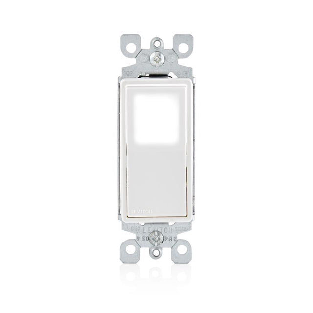 Leviton Decora 15 amps Single Pole Rocker Illuminated Switch White 1 pk