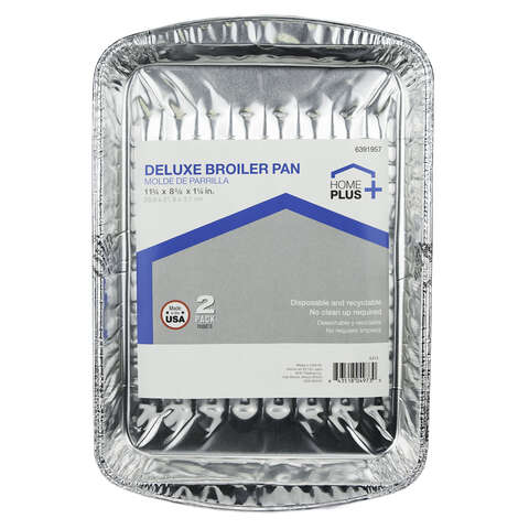 Home Plus Durable Foil 8-1/2 in. W X 11-3/4 in. L Broiler Pan Silver 2 pk, Pack of 12