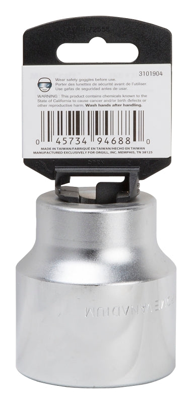 Vulcan MT-SM6048 Drive Socket, 48 mm Socket, 3/4 in Drive, 12-Point, Chrome Vanadium Steel, Chrome