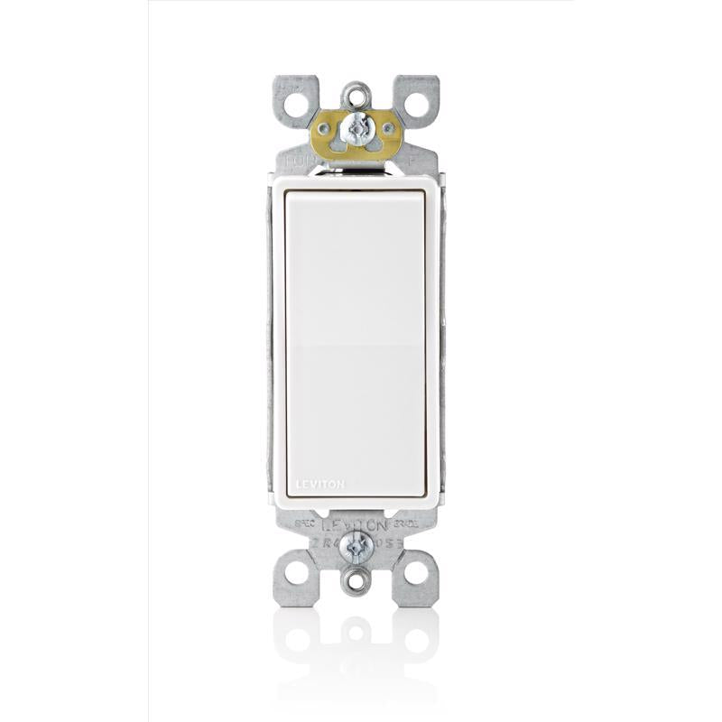 Leviton Decora 15 amps 3-Way 3-Way/Rocker AC Quiet Switch White 1 pk