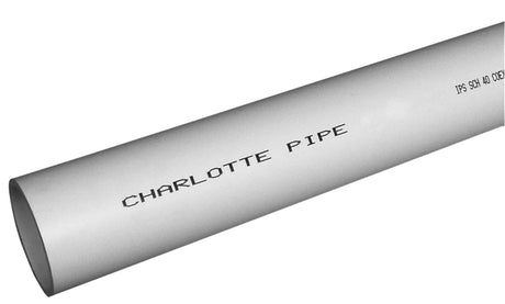 Charlotte Pipe PVC 04300 0800 Pipe, Cellular Core Plain End, 3 in, 20 ft L, SCH 40 Schedule, PVC, White