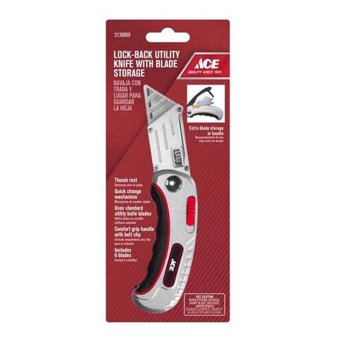 Ace 6-1/2 in. Lockback Utility Knife Black 1 pk