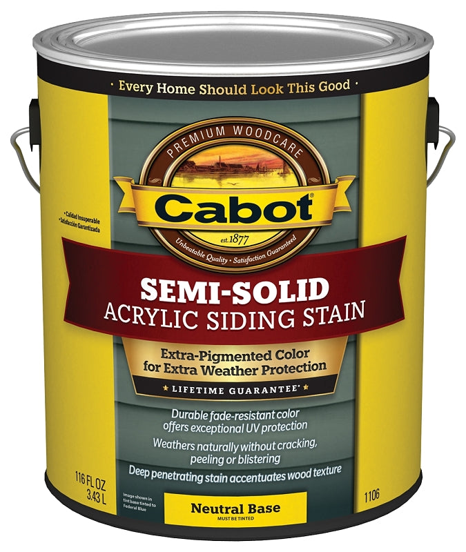Cabot 1100 Series 140.0001106.007 Semi-Solid Siding Stain, Natural Flat, Liquid, 1 gal, Can, Pack of 4