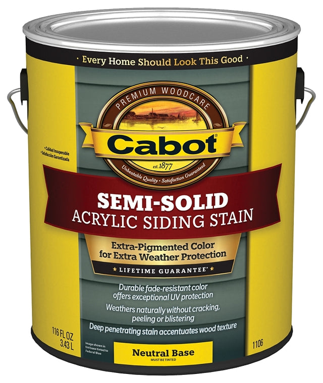 Cabot 1100 Series 140.0001106.007 Semi-Solid Siding Stain, Natural Flat, Liquid, 1 gal, Can, Pack of 4
