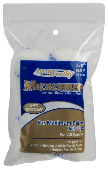 Arroworthy 4-MFR3T/P Mini Roller Cover, 3/8 in Thick Nap, 4 in L, Microfiber Cover, 12/PK