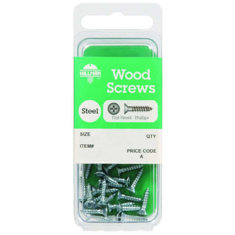 HILLMAN No. 6 X 1/2 in. L Phillips Zinc-Plated Coarse Wood Screws 30 pk, Pack of 10