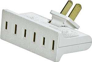 Eaton Wiring Devices BP1792W-SP Outlet Adapter, 2-Pole, 15 A, 125 V, 3-Outlet, NEMA: NEMA 1-15R, White