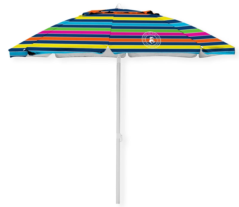 Caribbean Joe CJ-TUVC84FRP Beach Umbrella, 7 ft L Canopy, Steel Frame, Polyester Fabric, Multi-Color Fabric, Pack of 6