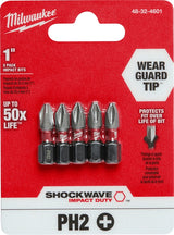 Milwaukee 48-32-4601 Insert Bit, #2 Drive, Phillips Drive, 1/4 in Shank, Hex Shank, 1 in L, Proprietary Steel