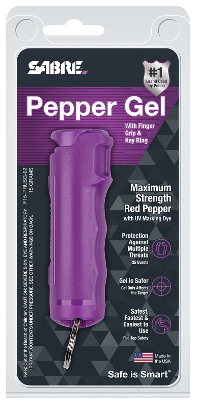 Sabre F15-PRUSG-02 Pepper Spray Key Ring, 0.54 oz Can, Pungent, 1 CD, Lavender