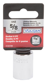 Vulcan MT6495188 Drive Socket, 5/8 in Socket, 3/8 in Drive, 6-Point, Chrome Vanadium Steel, Chrome