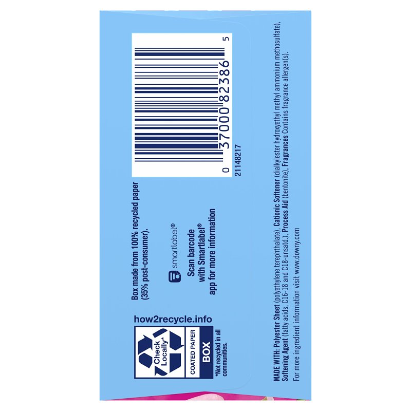 Downy 82329 Fabric Softener Dryer Sheet, Pack of 6