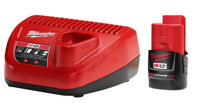 Milwaukee 48-59-2420 Battery/Charger Starter Kit, 12 V Battery, 2 Ah