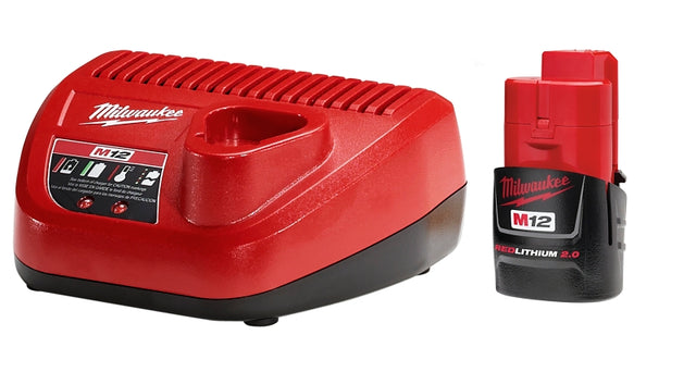 Milwaukee 48-59-2420 Battery/Charger Starter Kit, 12 V Battery, 2 Ah