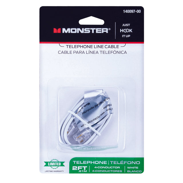 Monster Just Hook It Up 2 ft. L White Modular Telephone Line Cable, Pack of 6