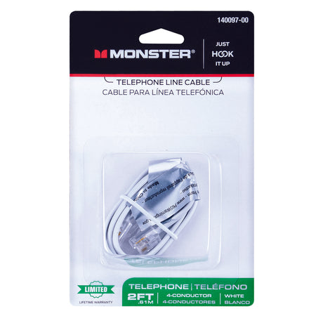 Monster Just Hook It Up 2 ft. L White Modular Telephone Line Cable, Pack of 6