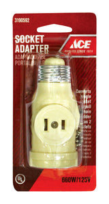 Ace Plastic Medium Base Pull Chain Socket w/Outlet 1 pk