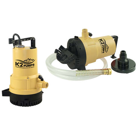 K2 Pumps 1/4 HP 1600 gph Thermoplastic Switchless Switch Dual Suction AC Utility Pump