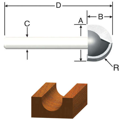 Vermont American 3/8 in. D X 3/8 in. X 1-9/16 in. L Carbide Tipped Core Box Router Bit