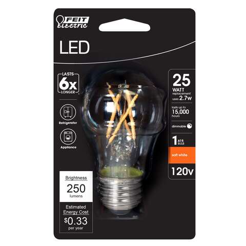 Feit A15 E26 (Medium) Filament LED Bulb Soft White 25 Watt Equivalence 1 pk, Pack of 6