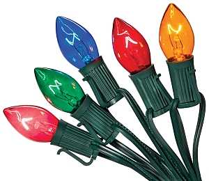 Santas Forest 03360/U00Z125I Light Set, Christmas, 120 V, 125 W, 25-Lamp, C7 Lamp, Transparent Multi Lamp