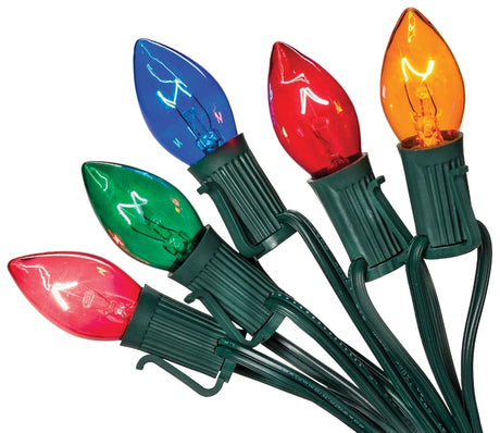 Santas Forest 03360/U00Z125I Light Set, Christmas, 120 V, 125 W, 25-Lamp, C7 Lamp, Transparent Multi Lamp