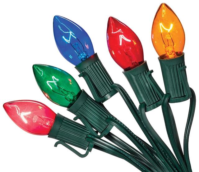 Santas Forest 03360/U00Z125I Light Set, Christmas, 120 V, 125 W, 25-Lamp, C7 Lamp, Transparent Multi Lamp