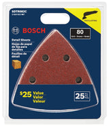 Bosch SDTR082C Triangle Sanding Sheet, 80 Grit, Coarse, Aluminum Oxide Abrasive