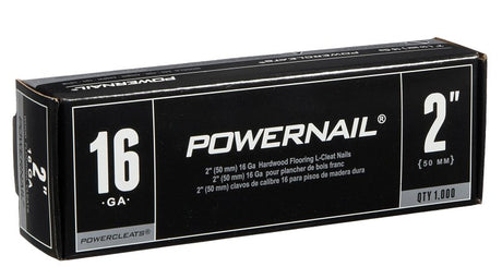 Powernail PowerCleats L200165 Floor Cleat, 2 in L, 16 ga, Carbon Steel, L-Shaped Head, Pack of 5