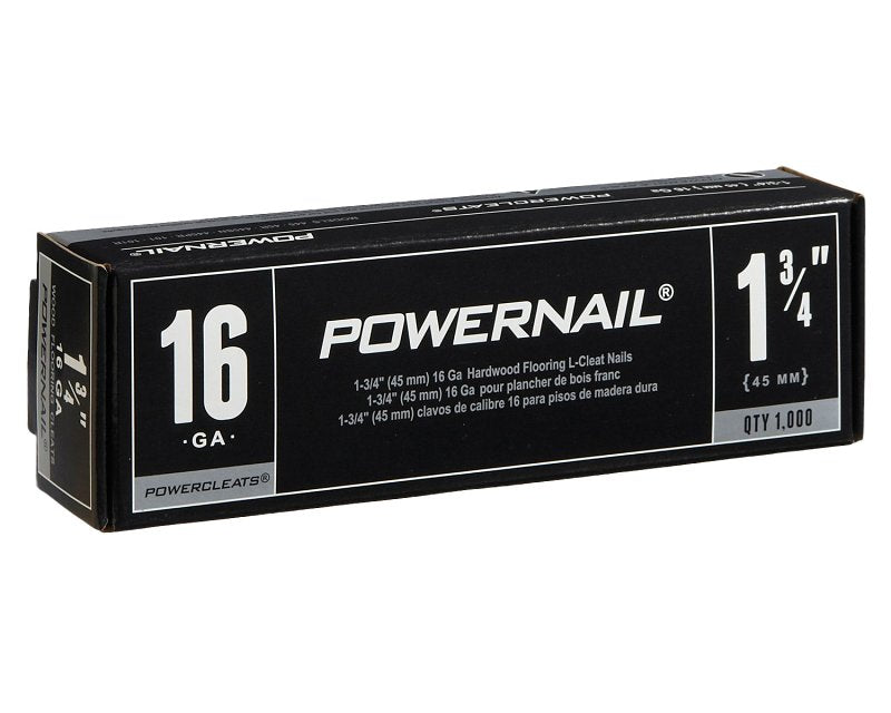 Powernail PowerCleats L175165 Floor Cleat, 1-3/4 in L, 16 ga, Carbon Steel, L-Shaped Head, Pack of 5