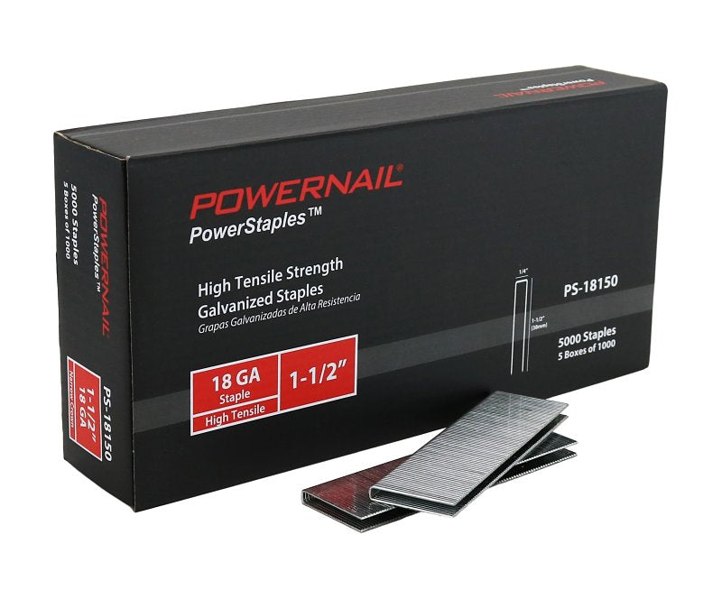 Powernail PowerStaples PS18150 Fine Wire Staple, 1/4 in W Crown, 1-1/2 in L Leg, 18 ga, Carbon Steel, Pack of 6