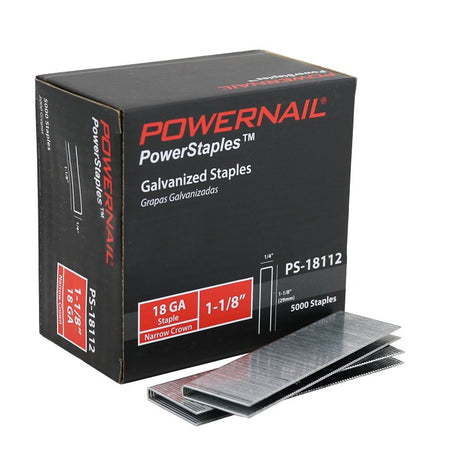 Powernail PowerStaples PS18112 Fine Wire Staple, 1/4 in W Crown, 1-1/8 in L Leg, 18 ga, Carbon Steel, Pack of 6