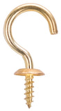 ProSource LR394 Cup Hook, 1/2 in Opening, 5 mm Thread, 1-1/4 in L, Brass, Brass, Pack of 20