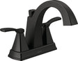 Delta Flynn Series 25768LF-BL Centerset Bathroom Faucet, 1.2 gpm, 2-Handle, 3-Faucet Hole, Matte Black