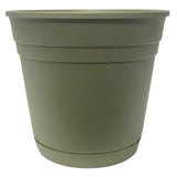Southern Patio RN0812OG Planter with Saucer, 8 in Dia, Round, Poly Resin, Olive Green, Matte, Pack of 12